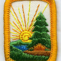 Scouts: Girl Scout Mug; Girl Scout Contemporary Membership Pin; Girl Scout Membership Star Pin; Girl Scout Merit Badge with camera; Girl Scout Merit Badge with tree, cabin and sun