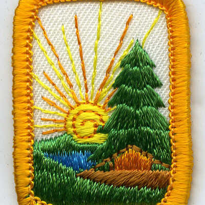 Scouts: Girl Scout Mug; Girl Scout Contemporary Membership Pin; Girl Scout Membership Star Pin; Girl Scout Merit Badge with camera; Girl Scout Merit Badge with tree, cabin and sun