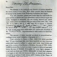 Dunican: Fanny M. Dunican notice of Road Damage, 1889