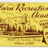 Bowling: Millburn Recreational Bowling Academy Matchbook/Match cover