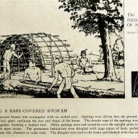 Indians Constructing a Bark Covered Wigwam