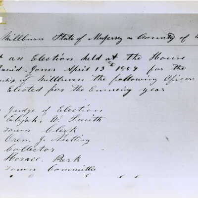 From Minutes of First Annual Town Meeting, April 13, 1857