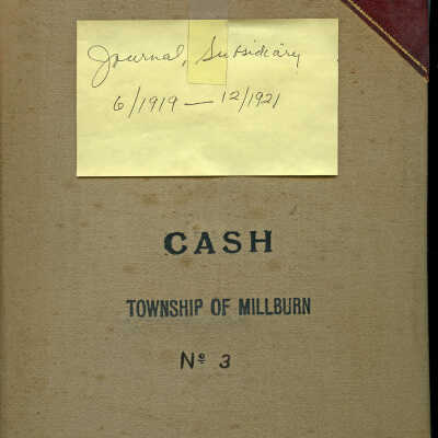 Millburn Township: Cash Ledger for Millburn Township Government, 1919-1921