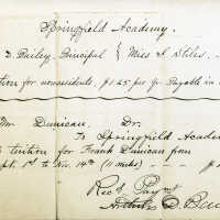 Dunican: Springfield Academy Tuition Receipt, 1874