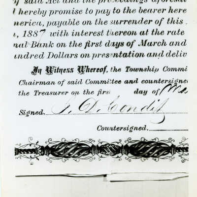 Condit: Israel.D. Condit Signature on Bond, 1887