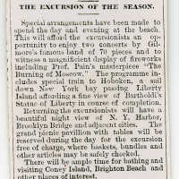 Recreational Excursion to Manhattan Beach notice from The Budget, 1886