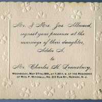 Allwood Wedding Invitation, 1891