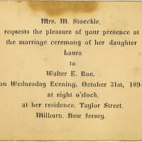 Stoeckle Wedding Invitation, 1894