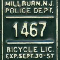 Millburn Township Bicycle License, 1957