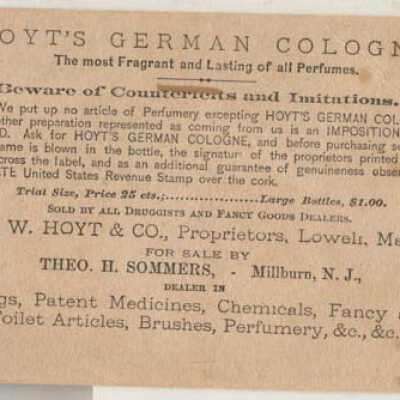 Theo H. Sommers trade card, c. 1900