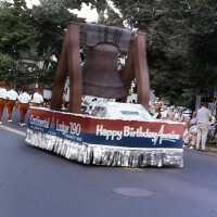 July 4: Continental Lodge 190 Liberty Bell Float in American Bicentennial parade, 1976