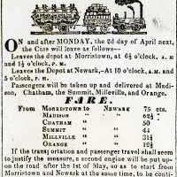 Railroad: Morris & Essex Railroad Time Table, 1838