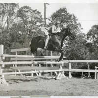 Lester: Mrs. Carl Headly Lester Jr on Horse at Orange Lawn, 1930