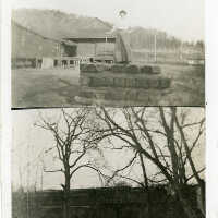 Millburn Freight House with Woman & Train Crossing Trestle Over West Branch of Rahway River, c. 1906