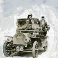 Automobile with Man & 2 Women