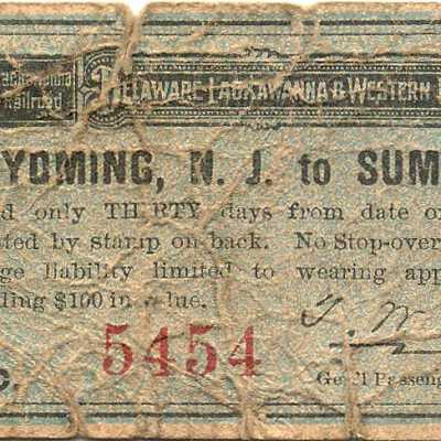 Delaware, Lackawanna & Western Ticket-Wyoming to Summit