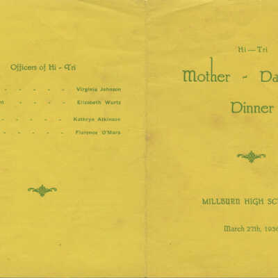 Millburn High School Mother-Daughter Dinner Program, 1936