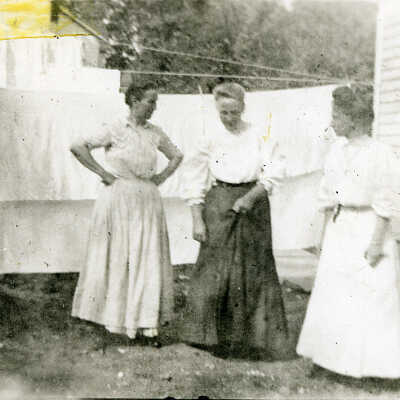 Three Women By Laundry Hanging Outdoors, c.1906