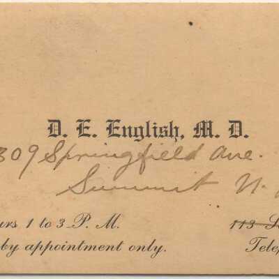 English: Dr. David E. English Business Card