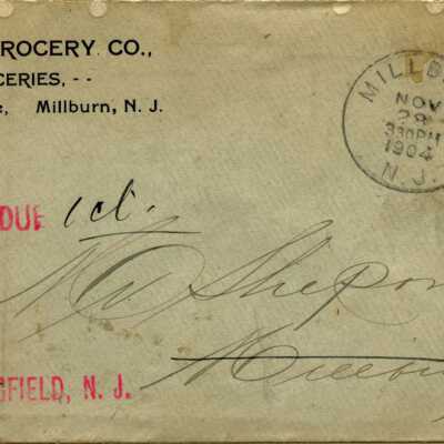 Gentzel Grocery Co. envelope, 1904