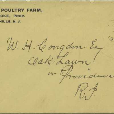 Short Hills Poultry Farm Envelope, c. 1906