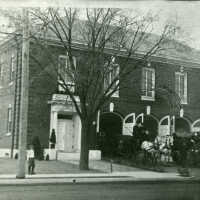 Fire Department: Firemen with Horses and Truck at Fire House/Town Hall
