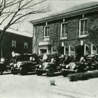 Fire Department: Fire Trucks Lined up in Front of Fire House/Town Hall