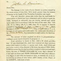 Dunican: John S. Dunican Letter From Town about Roads Funds, 1889