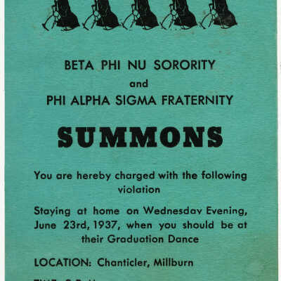 Sorority/Fraternity Invitation to a Party at the Chanticler