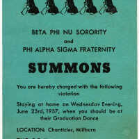 Sorority/Fraternity Invitation to a Party at the Chanticler