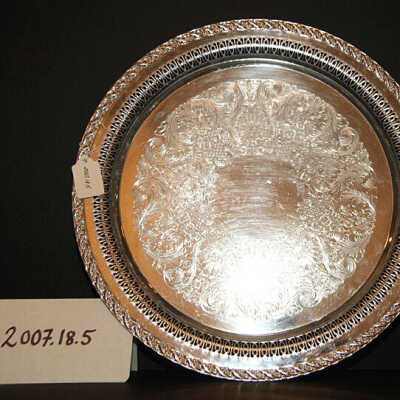 Woman's Club of Millburn: Silverplate round tray from Woman's Club of Millburn