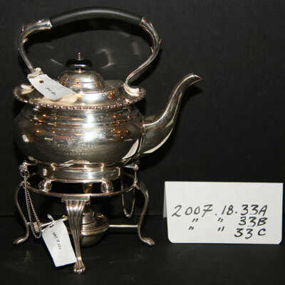Woman's Club of Millburn: Silverplate water kettle with warmer and stand from Woman's Club of Millburn