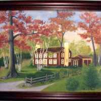 Fred McBride oil painting of Kimball Prince Home, 1957