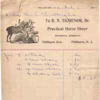 Tichenor: R.N. Tichenor Practical Horse Shoer Millburn, invoice dated February 1, 1913