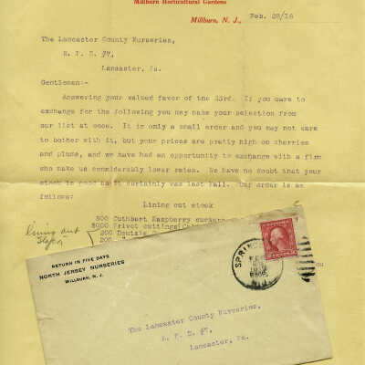 North Jersey Nurseries Correspondence, February 28, 1916