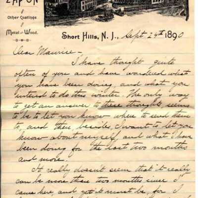 Fred'k Crane Chemical Company Letter, September 24, 1890