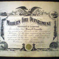 Barry Nuneviller, Millburn Fire Department Certificate of Exemption, 1923