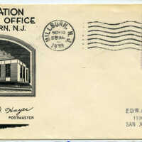 Millburn Post Office Dedication Commemorative Envelope, November 13, 1939