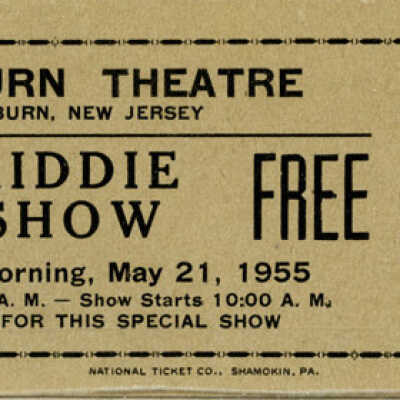 Millburn Theater Kiddie Show Ticket, May 21, 1955
