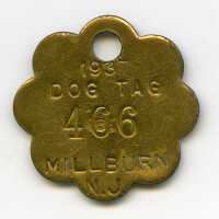 Dog tag #466, Millburn, NJ, 1937