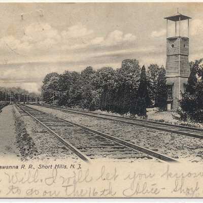 Hartshorn: Tower with view of Rail Road Tracks "Along the Lackawanna R.R.", 1906