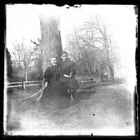 Blood: Old Woman & Girl By a Tree, B&W Photograph