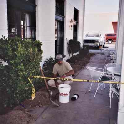 Boulder Dam Hotel exterior: rebuilding the front patio and landscaping August 2006