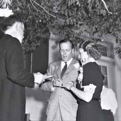 Publisher George Palmer Putnam marries in the East Court of the Boulder Dam Hotel, May 21, 1939