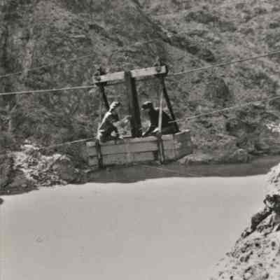 Boulder Canyon, 1920s- handcar at the USBR gauging station in Boulder Canyon, c. 1922