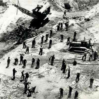Hoover Dam construction: foundation excavation
