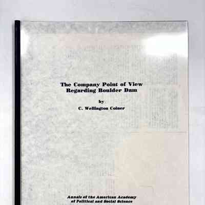The Company Point of View Regarding Boulder Dam