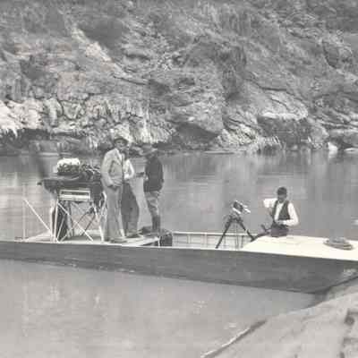 Colorado River - Murl Emery's airplane engine-powered flat boat, the Flying Fish