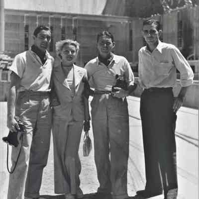 l-r: Tyrone Power, Annabella Power, M. McKeen, Rupert B. Spearman, at Hoover Dam, May 26, 1939