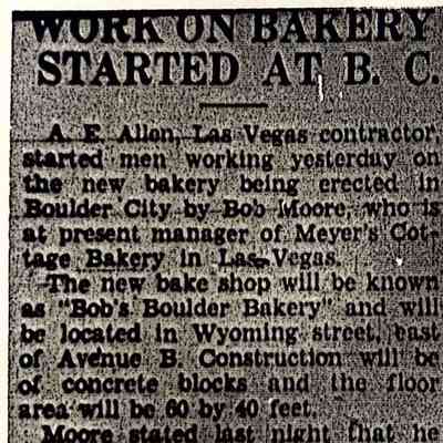 Bakeries - Boulder City: Bob's Boulder Bakery [1930s]